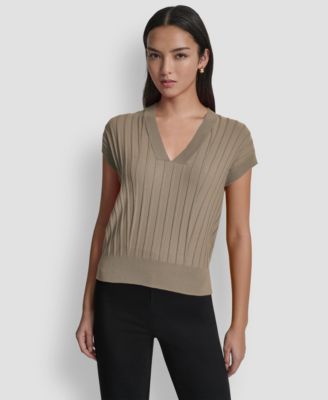 Women's Ribbed Short-Sleeve Sweater