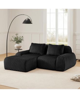 Streamdale 82" Modern L-Shaped Flannelette Sectional Sofa, Oversized Deep Seat Couch