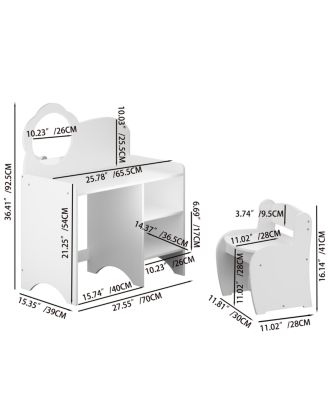 Kids Vanity Table with Mirror, Chair & Storage