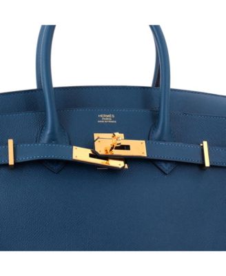 Birkin 30 Handbag Blue Epsom with Gold Hardware