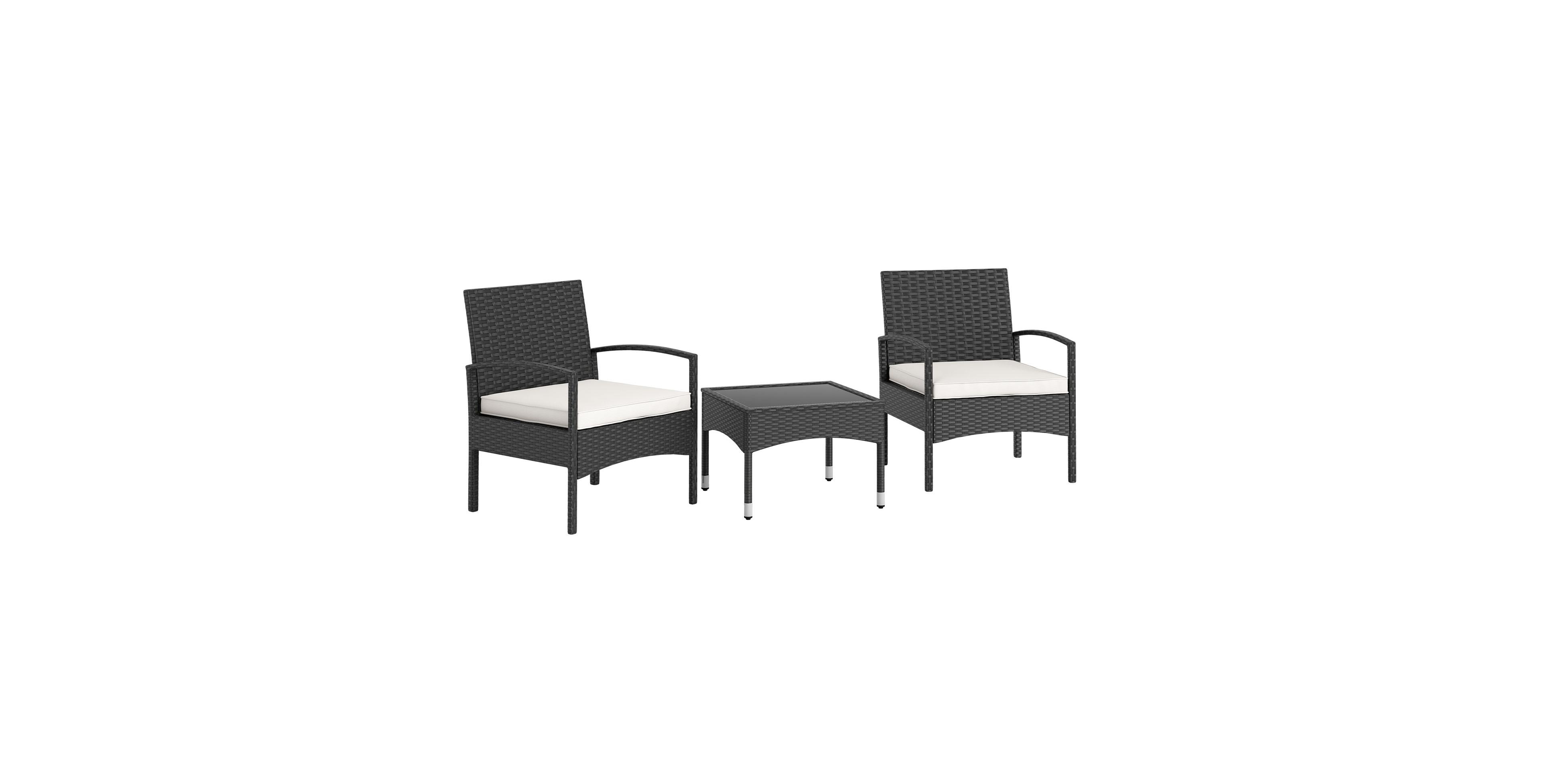 Slickblue Outdoor 3-Piece Rattan Bistro Furniture Set with Table
