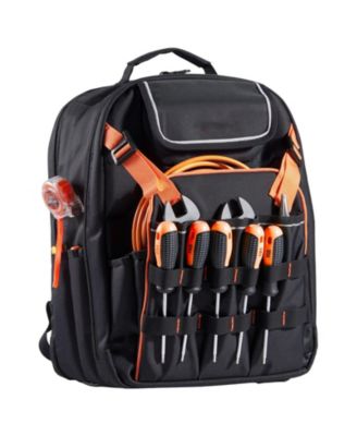 Tool Backpack, 45 Pockets, Heavy-Duty Tool Organizer with Laptop Compartment & Reinforced Fabric Base, Electrician Jobsite Bag