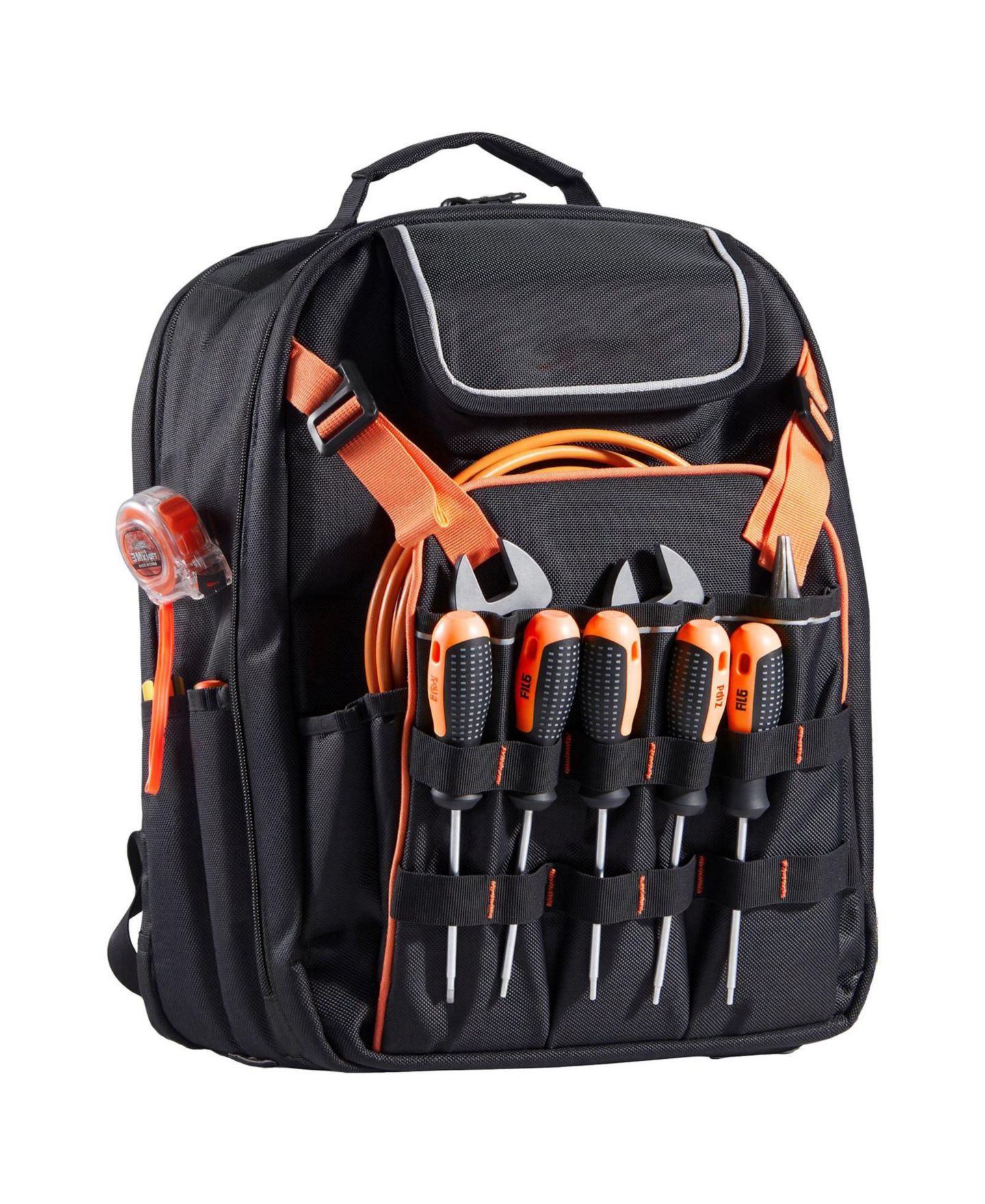 Рюкзак Mecale Tool, 45 Pockets, Heavy-Duty Tool Organizer with Laptop Compartment & Reinforced Fabric Base, Electrician Jobsite Bag, цвет: Чёрный — фото 3