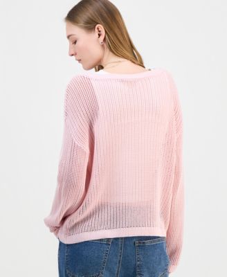 Juniors' Icon Open-Knit Sweater