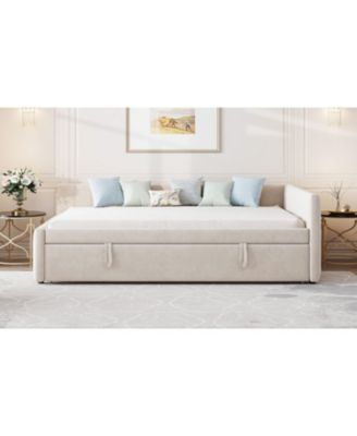 Upholstered L-Shaped Daybed with Twin Trundle
