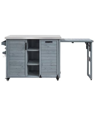 78.3" Outdoor Kitchen Island with Foldable Grill Table.