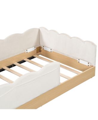 Twin Size Upholstered Platform Bed with Pillows and Storage Bags