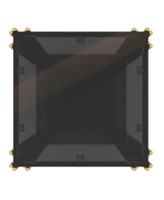 Modern Black Mirror End Table with Gold Finish & Lower Shelf, 19.9