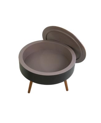 31.5" Round Coffee Table with Storage & Engraved Top