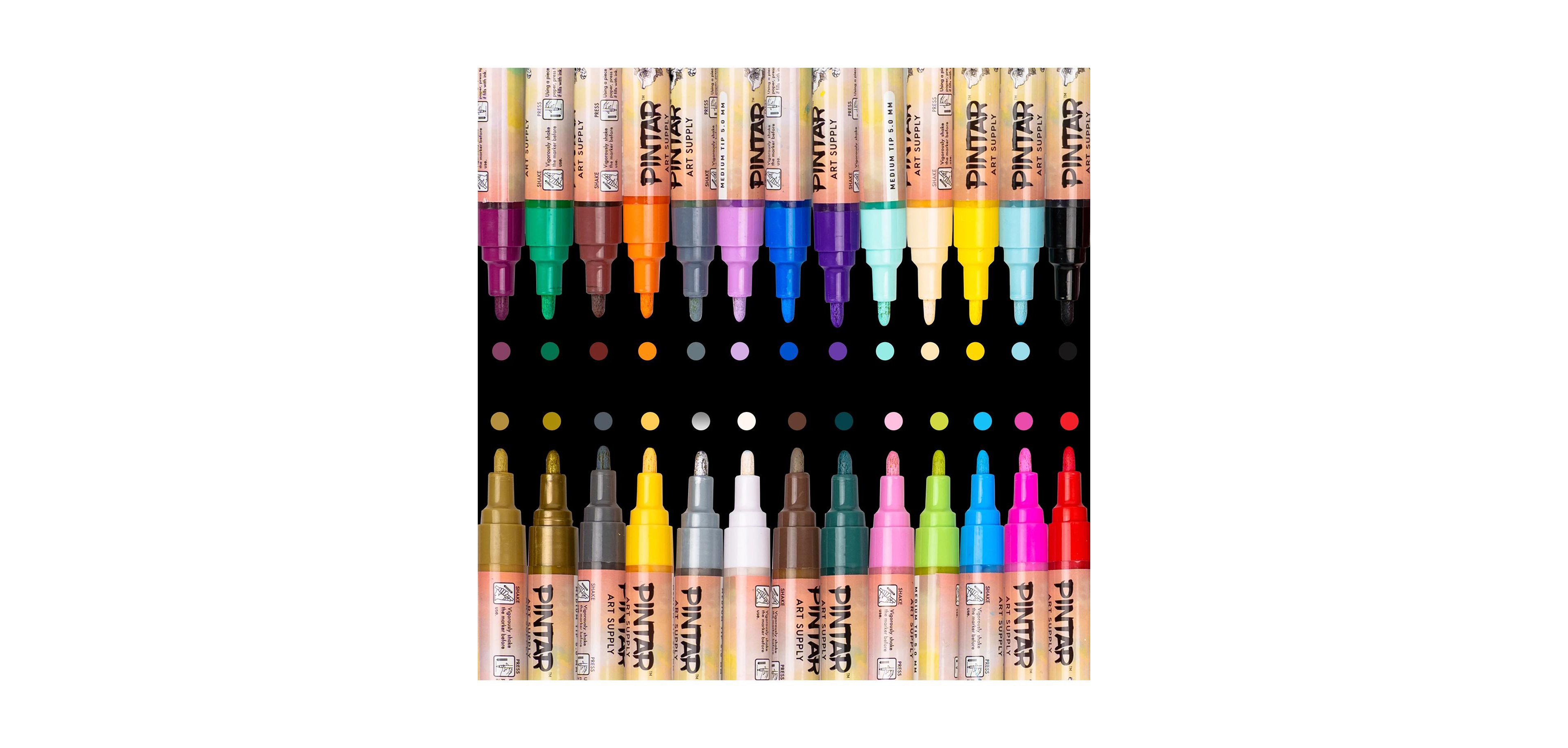 Pintar Acrylic Paint Markers Medium Point - Medium Point Paint Markers - Acrylic Paint Markers Set - Pack of 26, 5.0mm