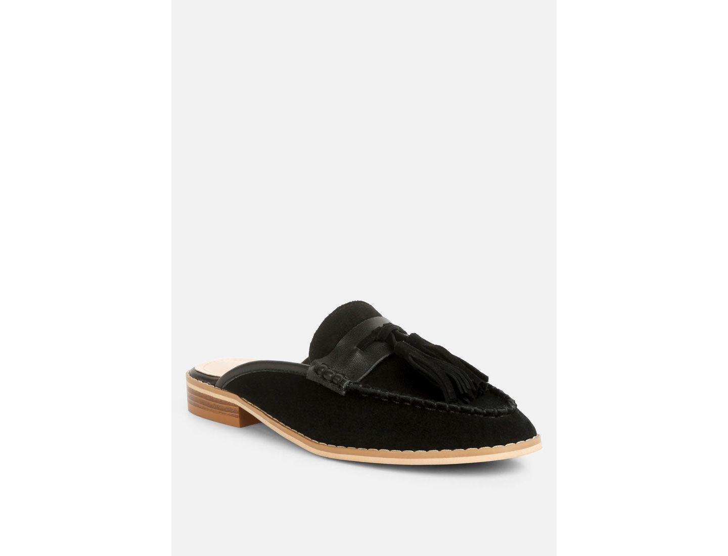Женские сабо Rag & Co Edmanda Tassle Detail Leather Mules, цвет: Чёрный — фото 5