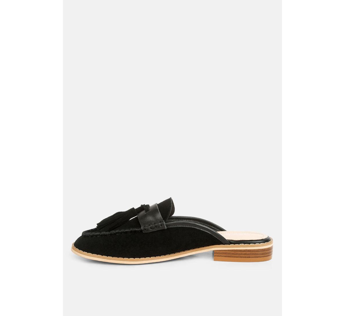 Edmanda Womens Tassle Detail Leather Mules