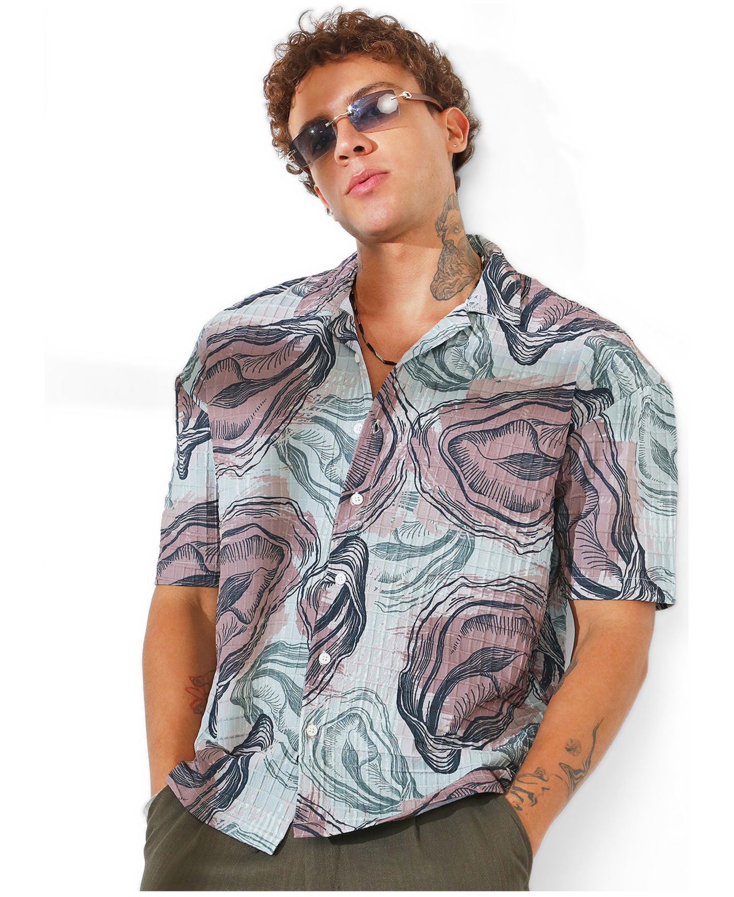 Мужская рубашка Cahoot Campus Sutra Oceanic Oversized, цвет: Серый — фото 1