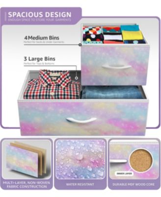 Dresser with 7 Drawers - Storage Organizer with Steel Frame, Wood Top, Handles, Fabric Bins