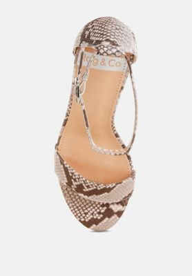 Rag and Co Womens Kodor Snake Print Slim Wedge Sandals