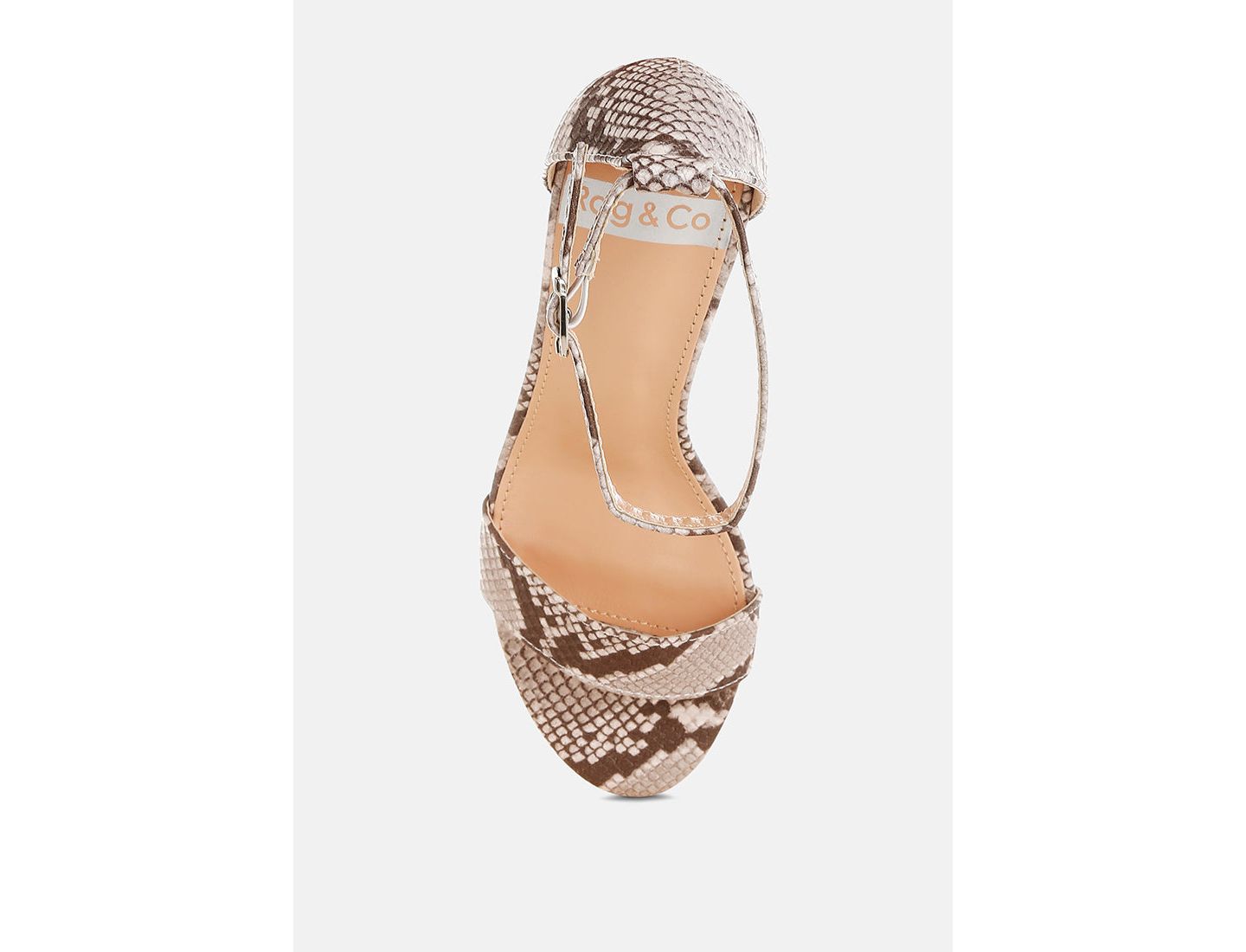 Женские сандалии Rag & Co Kodor Snake Print Slim Wedge, цвет: Натуральный змеиный с принтом — фото 6