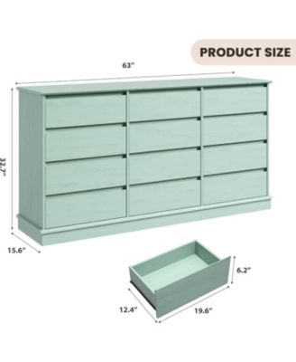 12-Drawer Dresser for Bedroom, Large Double Chest of Drawers with Deep Storage & Wide Top