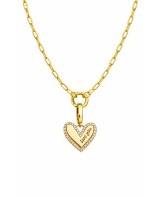 Elena “Love You” Pav&eacute; Heart Necklace