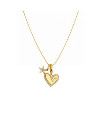 Sophia MOM Pave Heart & Floral Charm Necklace