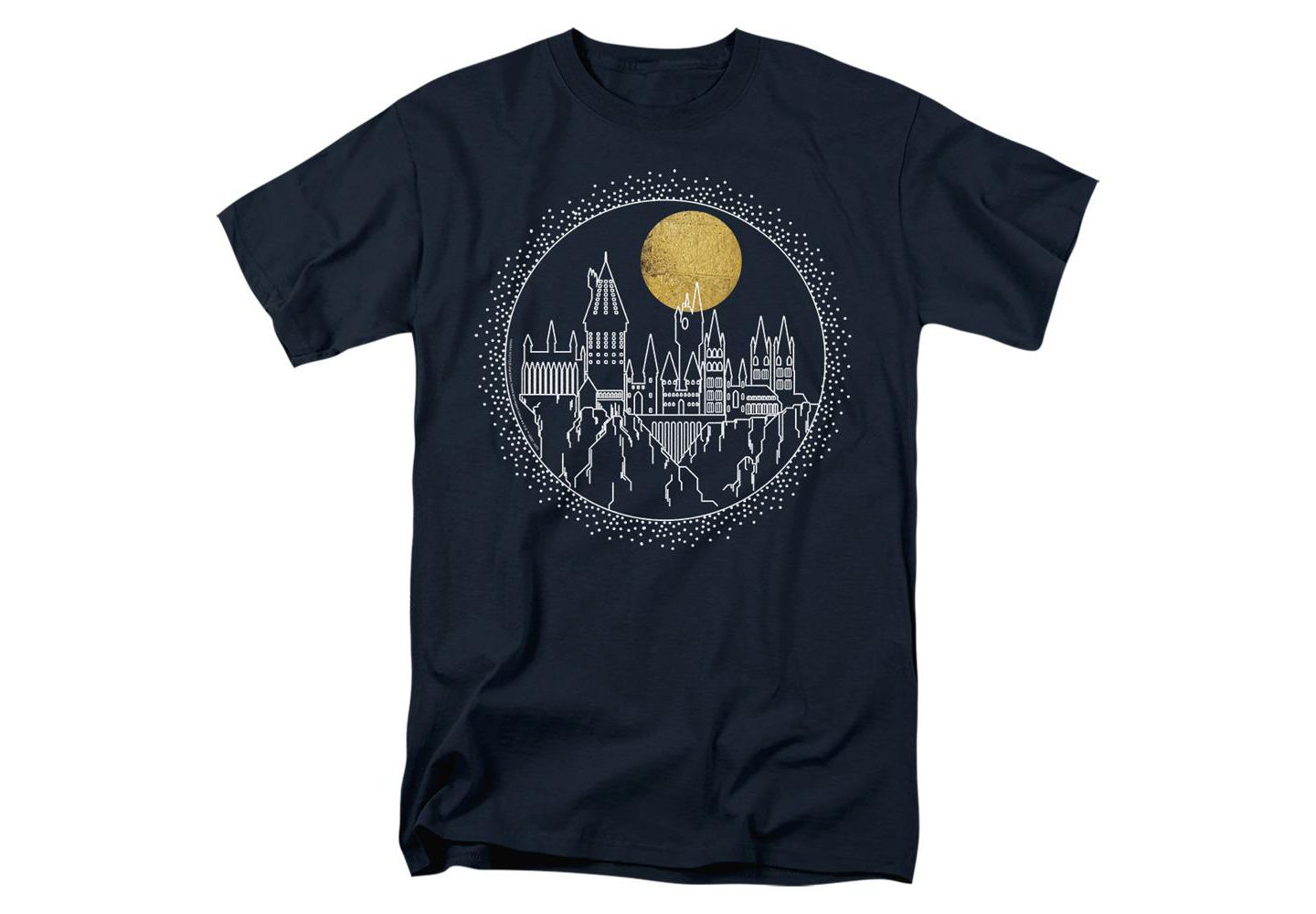 Мужская футболка Harry Potter Hogwarts Full Moon Line Art, цвет: Тёмно-синий — фото 1