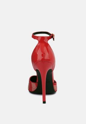 NOBLES Womens Rhinestone Patterned Stiletto Sandals