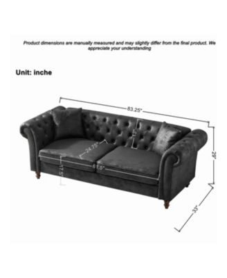 Chesterfield Tech Fabric Sofa Set 3+2 Seat Black