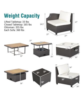 7pcs Patio Outdoor PE Wicker Cushioned Furniture Conversation Set Sectional Sofa