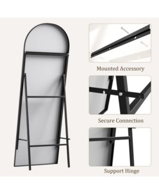 Arched Full Length Mirror, 65x22 Inches Full Floor Body Mirror, Freestanding Leaning Mirror with Stand