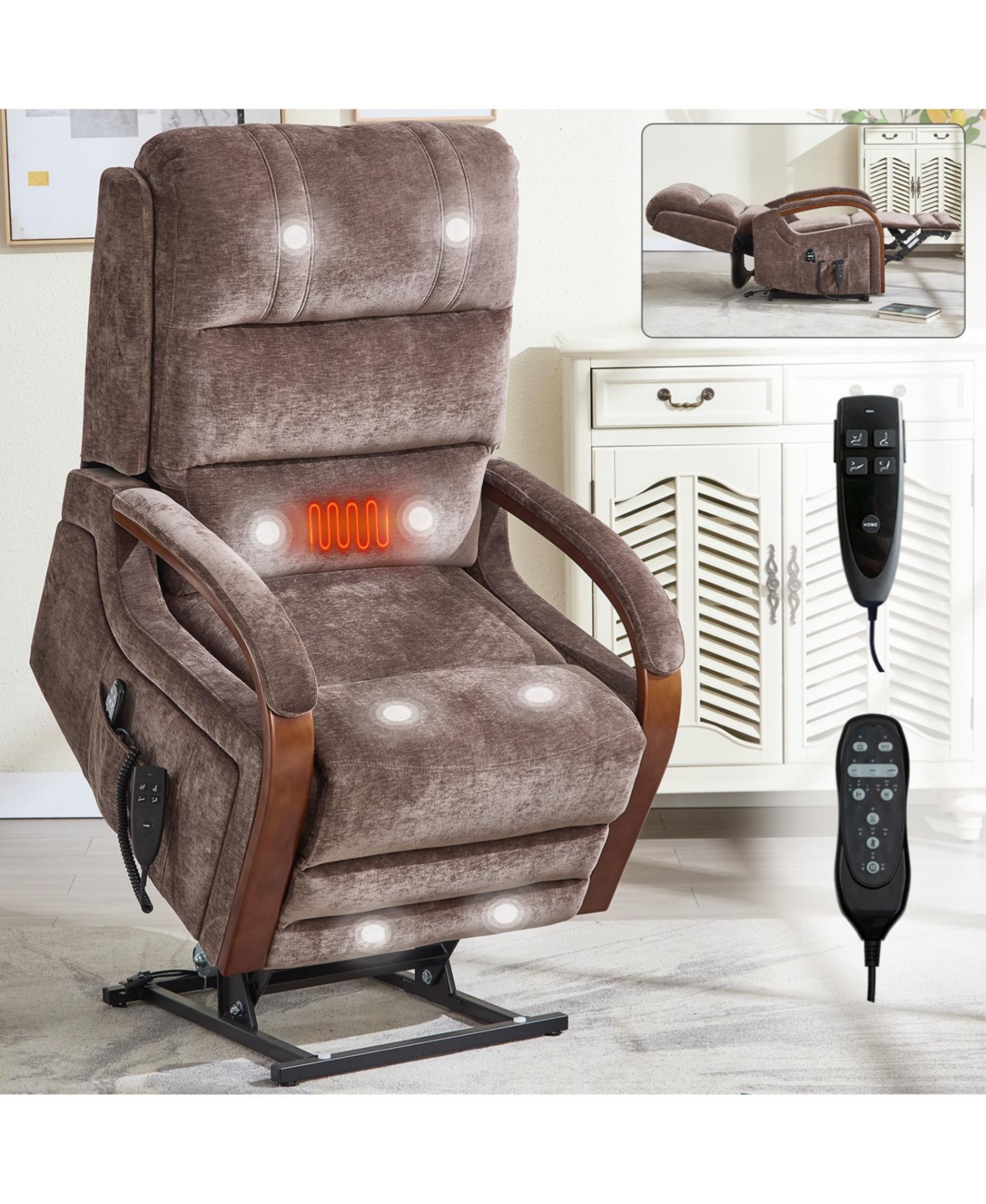 Streamdale Furniture Power Lift Recliner Chair with Heat & Massage