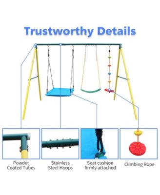 Boys Safe & Fun Swing Set 2-Seat with Safety Belt