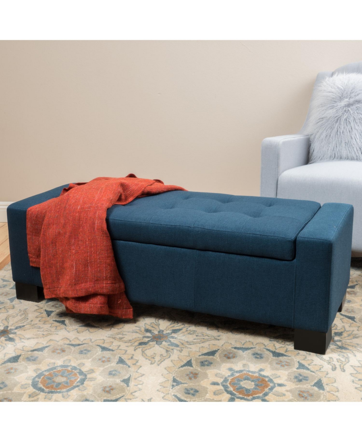 Streamdale Furniture Lawton Fabric Storage Ottoman Contemporary Style With Ample Storage