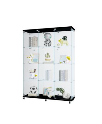 Black Glass Display Cabinet | 4 Shelves | Living Spaces