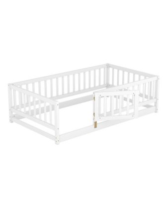 Twin Montessori Floor Bed with Fence and Door