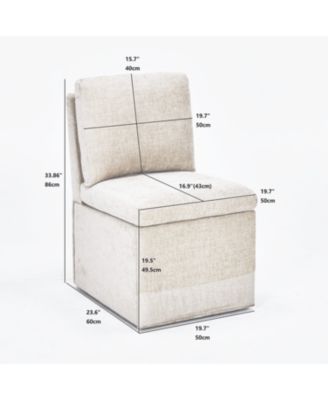 Linen Upholstered Armless Dining Chair with Storage