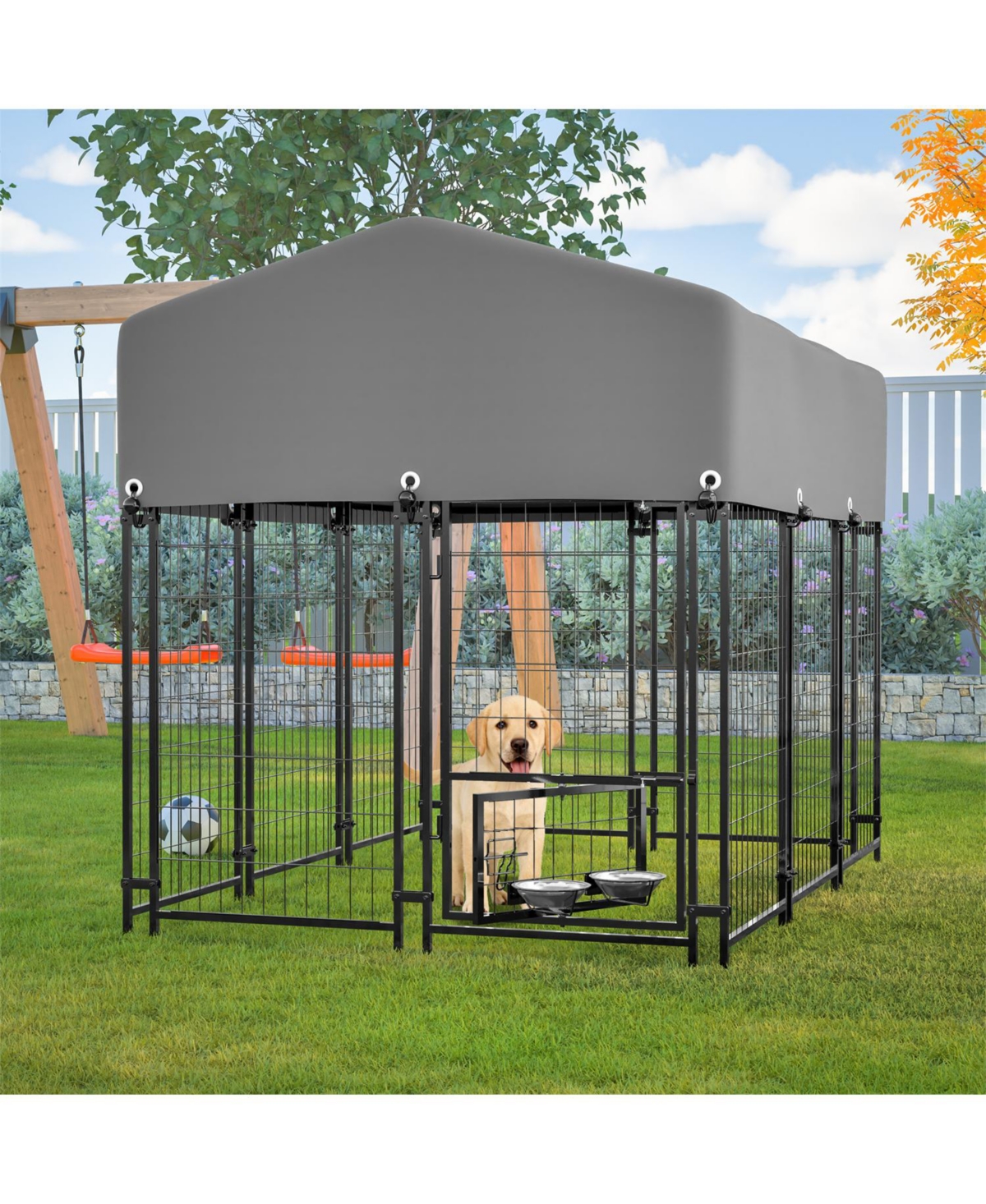 Aostirmotor Dog Crate with Double Lock & Rotating Feeder
