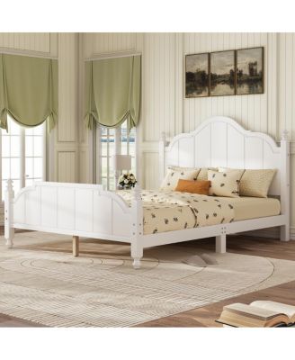 Bed Frame with Headboard, Vintage Wooden Platform