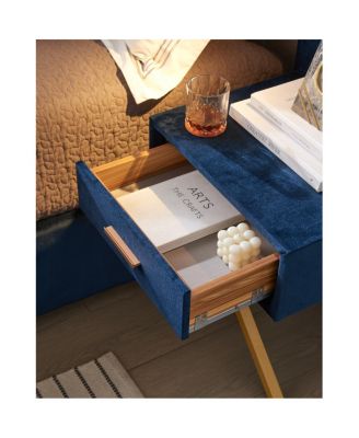 Streamdale King Size Velvet Bed Frame with Tufted Wingback Headboard