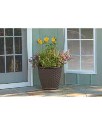 Sonora 18 Inch Resin Wicker Decorative Yard Garden Flower Planter