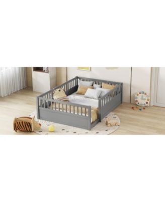 Montessori Floor Bed Frame with Fence
