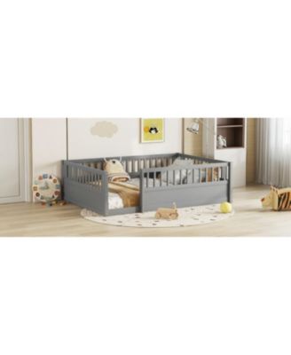 Montessori Floor Bed Frame with Fence