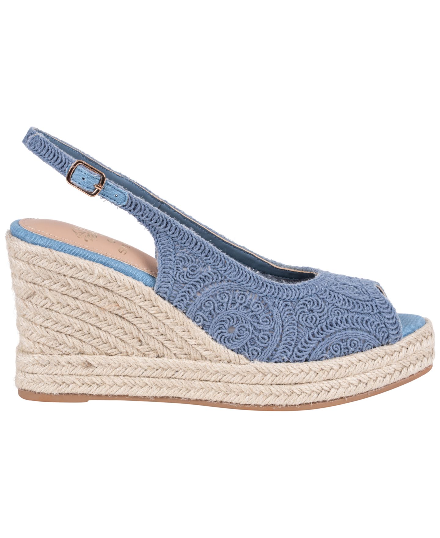 Женские сандалии GC Shoes Bowery Crochet Espadrille Wedge, цвет: Синий — фото 2