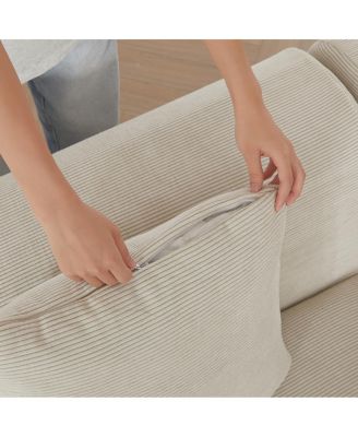 Streamdale Modern L-Shaped Corduroy Sectional Sofa with Movable Ottoman - No Assembly