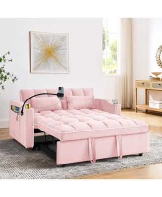 55" Versatile Foldable Sofa Bed with USB Port, Ashtray, and Phone Stand