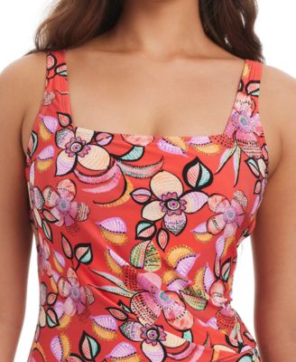 Women's Over-The-Shoulder Square Neck Swim Dress