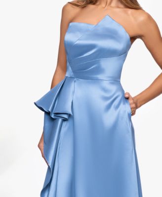 Petite Asymmetrical Strapless Ball Gown