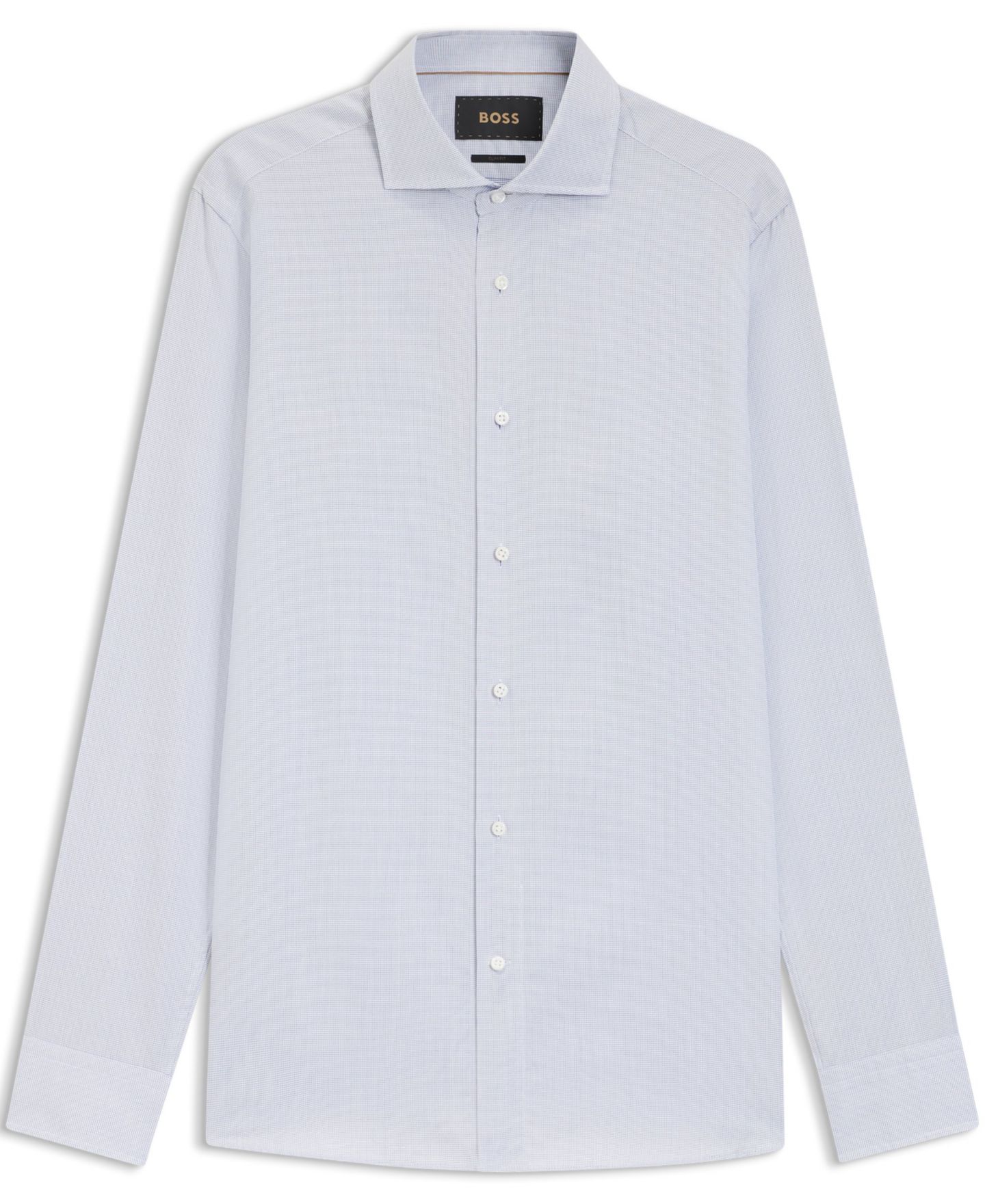 Мужская рубашка Hugo Boss Italian-Made Cotton Slim-Fit Dress Shirt, цвет: Тёмный синий — фото 4