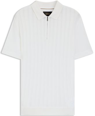 Men's Cotton-Silk Zip-Neck Polo Shirt