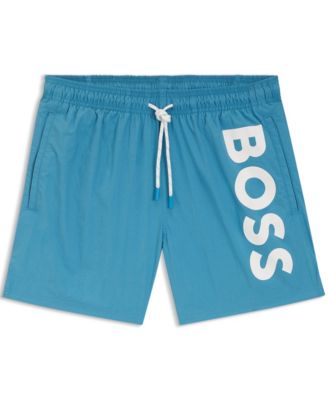 Men's Quick-Dry Vertical Logo Print Swim Shorts