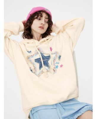 Women's Denim Star Applique Hoodie
