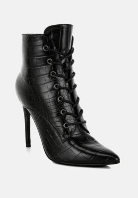 Womens Mesta Croco Textured Stiletto Boots